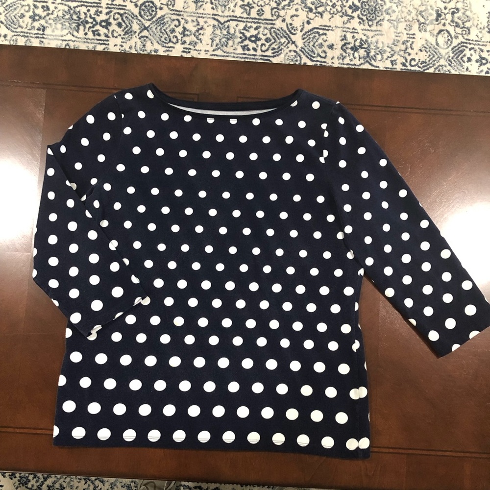 Talbots navy tee with white polka dots MP